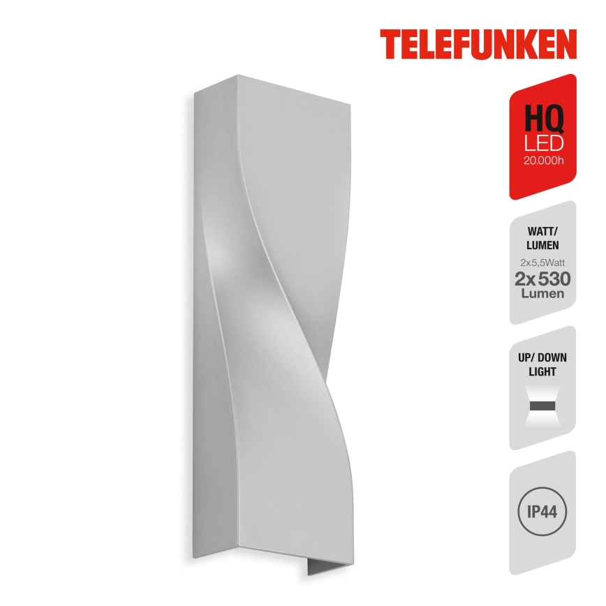 Telefunken 312704TF - LED Kültéri fali lámpa 2xLED/5,5W/230V IP44 ezüst