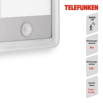 Telefunken 313904TF - LED Kültéri fali lámpa érzékelővel LED/16W/230V IP44