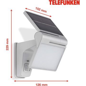 Telefunken 315204TF - LED Napelemes érzékelős fali lámpa LED/3W/3,7V IP44