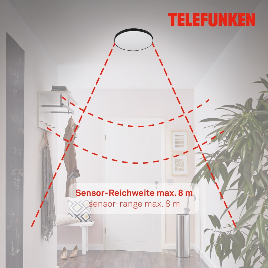 Telefunken 318405TF - LED Fürdőszobai mennyezeti lámpa érzékelővel LED/16W/230V IP44 átm. 29 cm