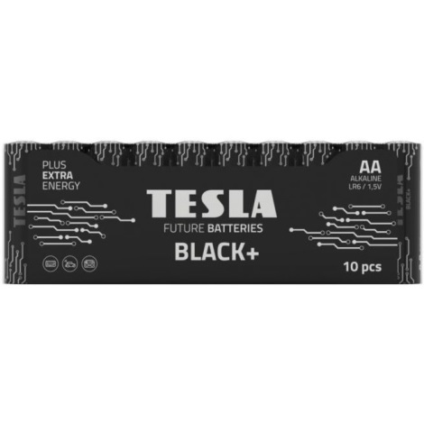 Tesla Batteries - 10 db Alkáli elem AA BLACK+ 1,5V 2800 mAh
