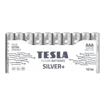 Tesla Batteries - 10 db Alkáli elem AAA SILVER+ 1,5V 1300 mAh