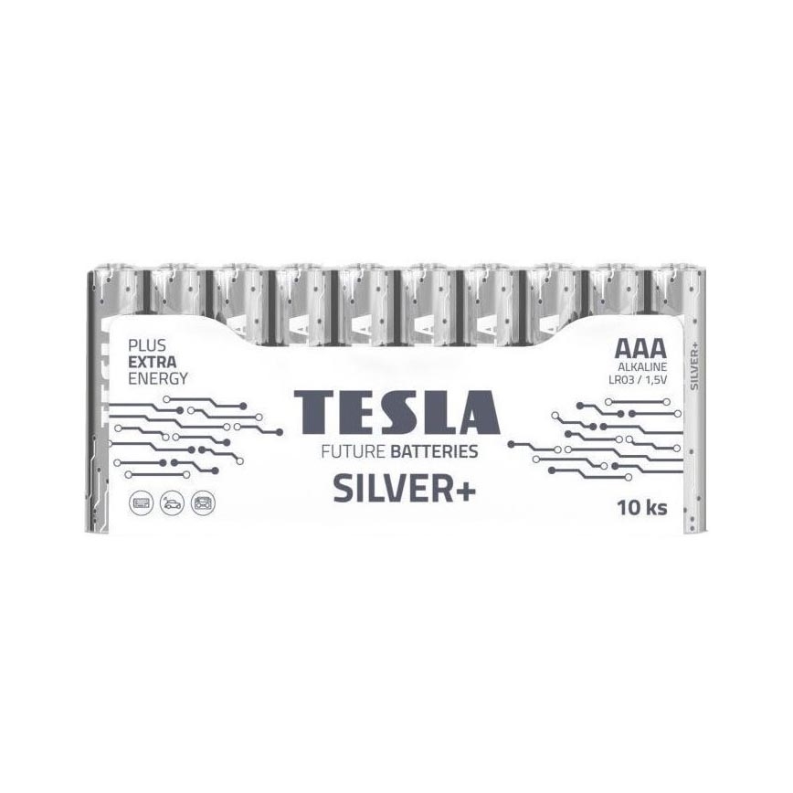 Tesla Batteries - 10 db Alkáli elem AAA SILVER+ 1,5V 1300 mAh