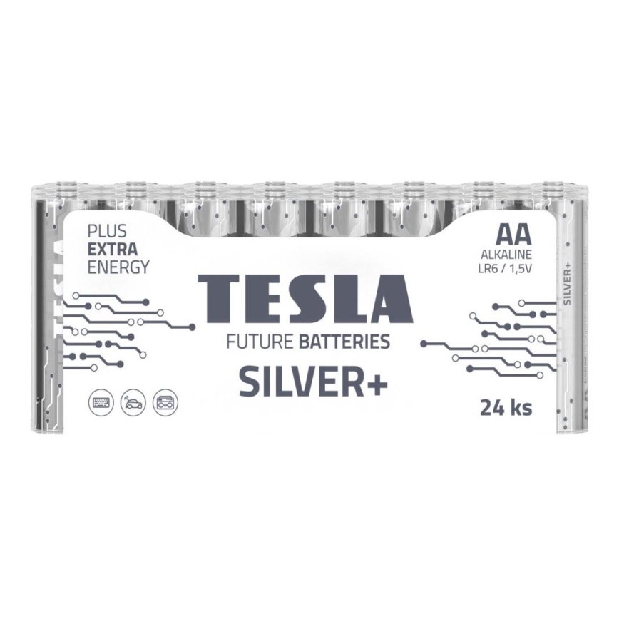 Tesla Batteries - 24 db Alkáli elem AA SILVER+ 1,5V 2900 mAh