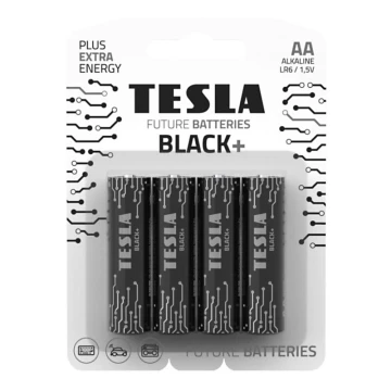 Tesla Batteries - 4 db Alkáli elem AA BLACK+ 1,5V 2800 mAh