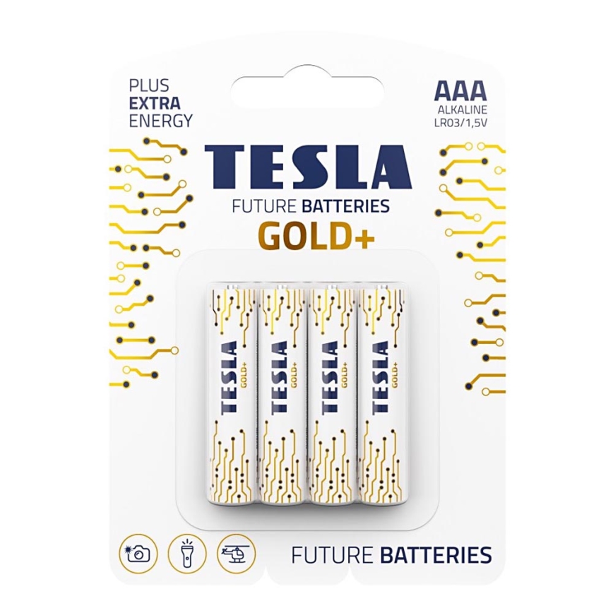 Tesla Batteries - 4 db Alkáli elem AAA GOLD+ 1,5V 1350 mAh