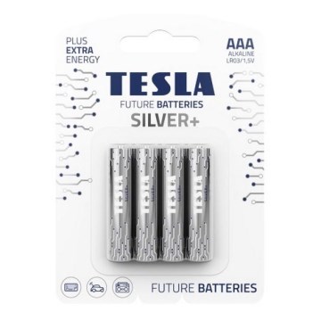 Tesla Batteries - 4 db Alkáli elem AAA SILVER+ 1,5V 1300 mAh