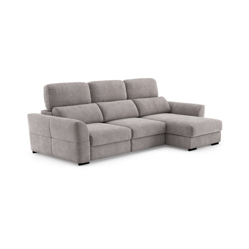 Univerzális sarokkanapé, kihúzható, háromszemélyes, tárolóhellyel — TRENTO taupe