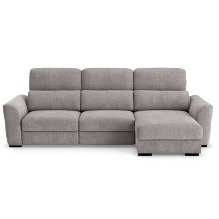 Univerzális sarokkanapé, kihúzható, háromszemélyes, tárolóhellyel — TRENTO taupe