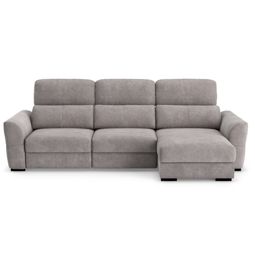 Univerzális sarokkanapé, kihúzható, háromszemélyes, tárolóhellyel — TRENTO taupe