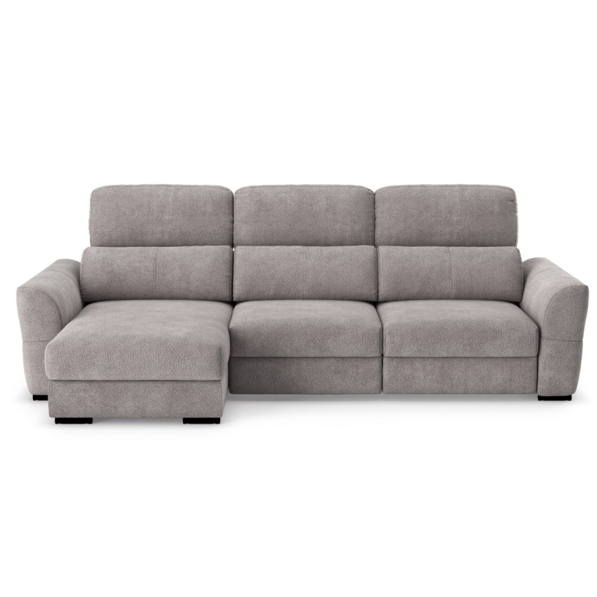 Univerzális sarokkanapé, kihúzható, háromszemélyes, tárolóhellyel — TRENTO taupe