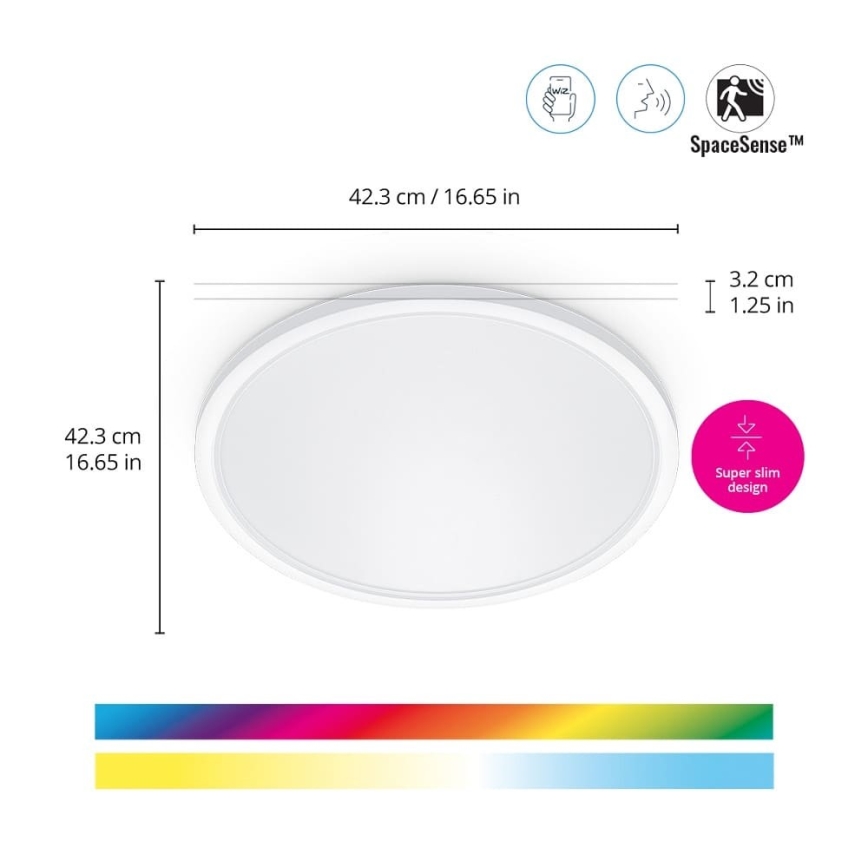 WiZ - LED RGB Dimmelhető mennyezeti lámpa SUPERSLIM LED/22W/230V 2700-6500K Wi-Fi fehér