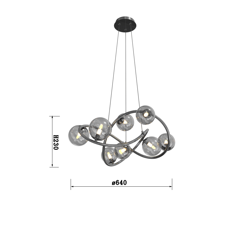 Wofi 7014-805 - LED Csillár zsinóron NANCY 8xG9/3,5W/230V fekete króm