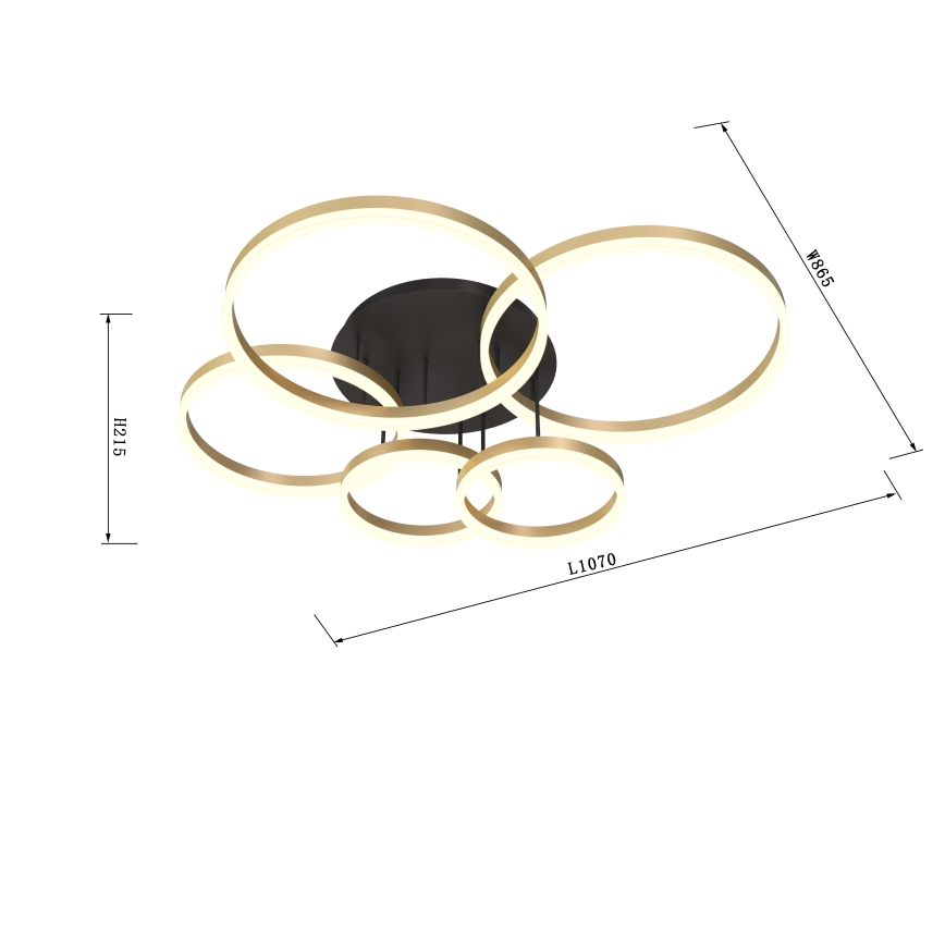 Wofi 9049-601 - LED Dimmelhető felületre szerelhető csillár PERPIGNAN LED/80W/230V arany