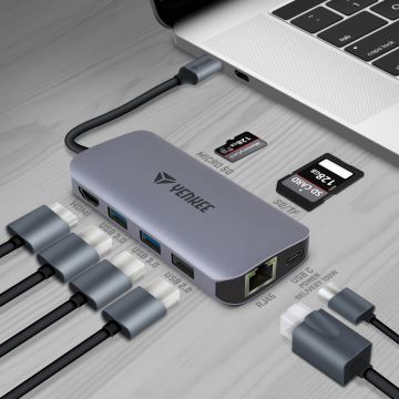 Yenkee - Többportos adapter 8 az 1-ben C típusú USB