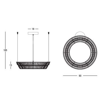 Zambelis 23046 - LED Dimmelhető kristály csillár zsinóron LED/38W/230V CRI 90 3000K átm. 60 cm réz