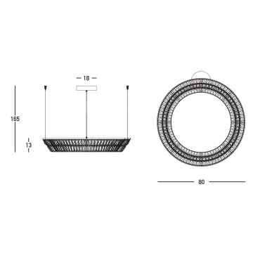 Zambelis 23048 - LED Dimmelhető kristály csillár zsinóron LED/55W/230V CRI 90 3000K átm. 80 cm réz